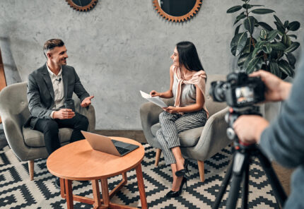 Writer interviewing thought leader