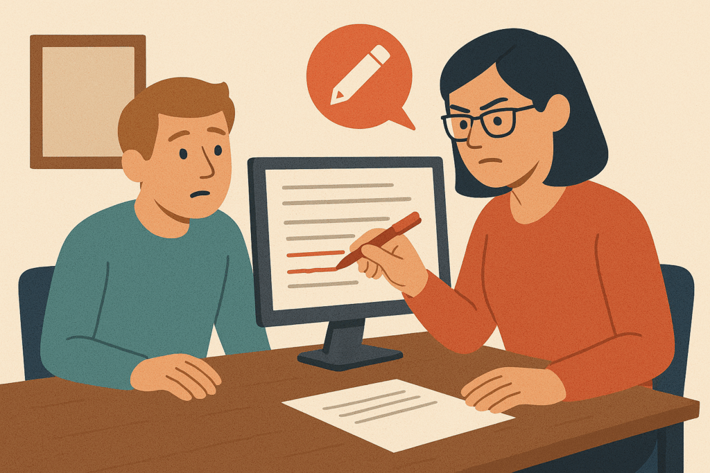 Illustration of a stakeholder rewriting thought leadership content
