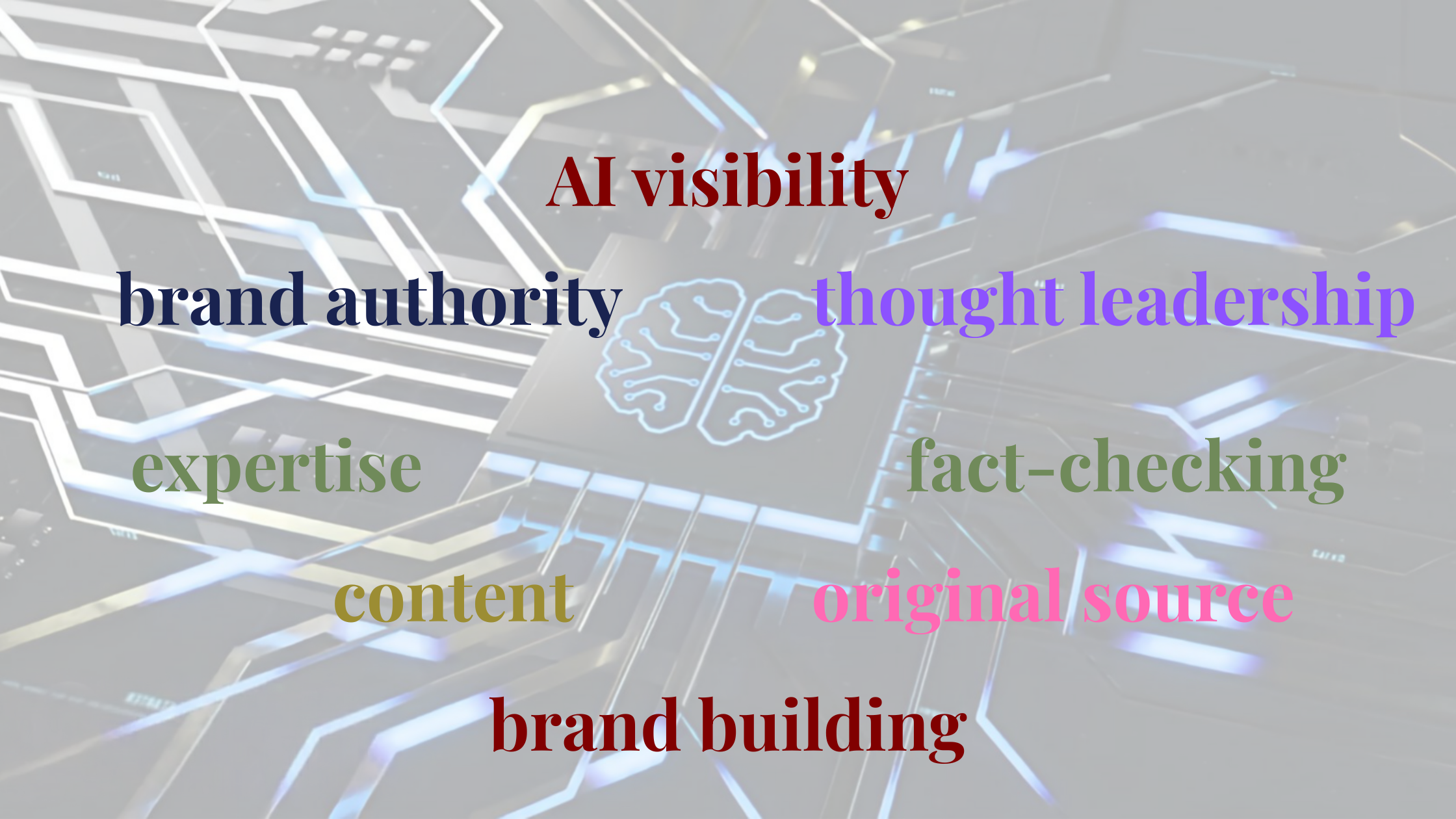 AI visibility word illustration: authority, thought leadership, fact-checking.